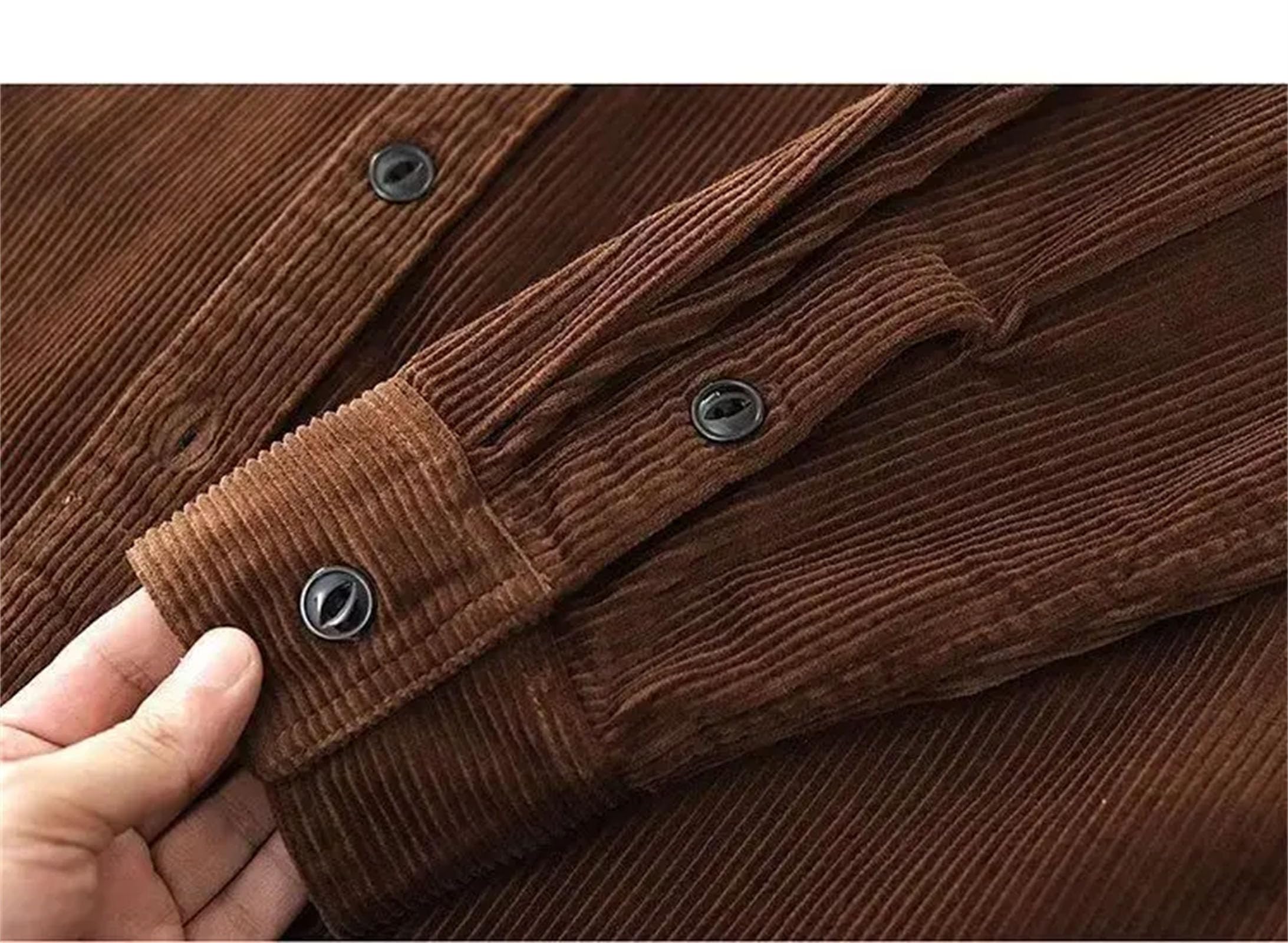 Herren-Arbeitshemd aus Kordsamt, einfarbig, Baumwolle, langärmelig, Sweatshirt, Tasche, Freizeithemden