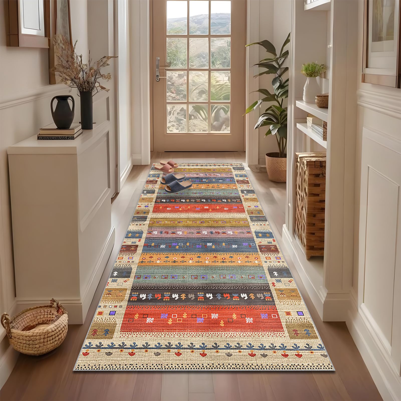 Qemgrste K383 Hallway Runner Rug 60 X 260 Cm Non-Slip Kitchen Rugs Long Hallway Runner Carpet Runners Absorbent Area Rugs Washable Entrance Carpet Kitchen Runner For Entryway Kitchen Laundry Room Bathroom