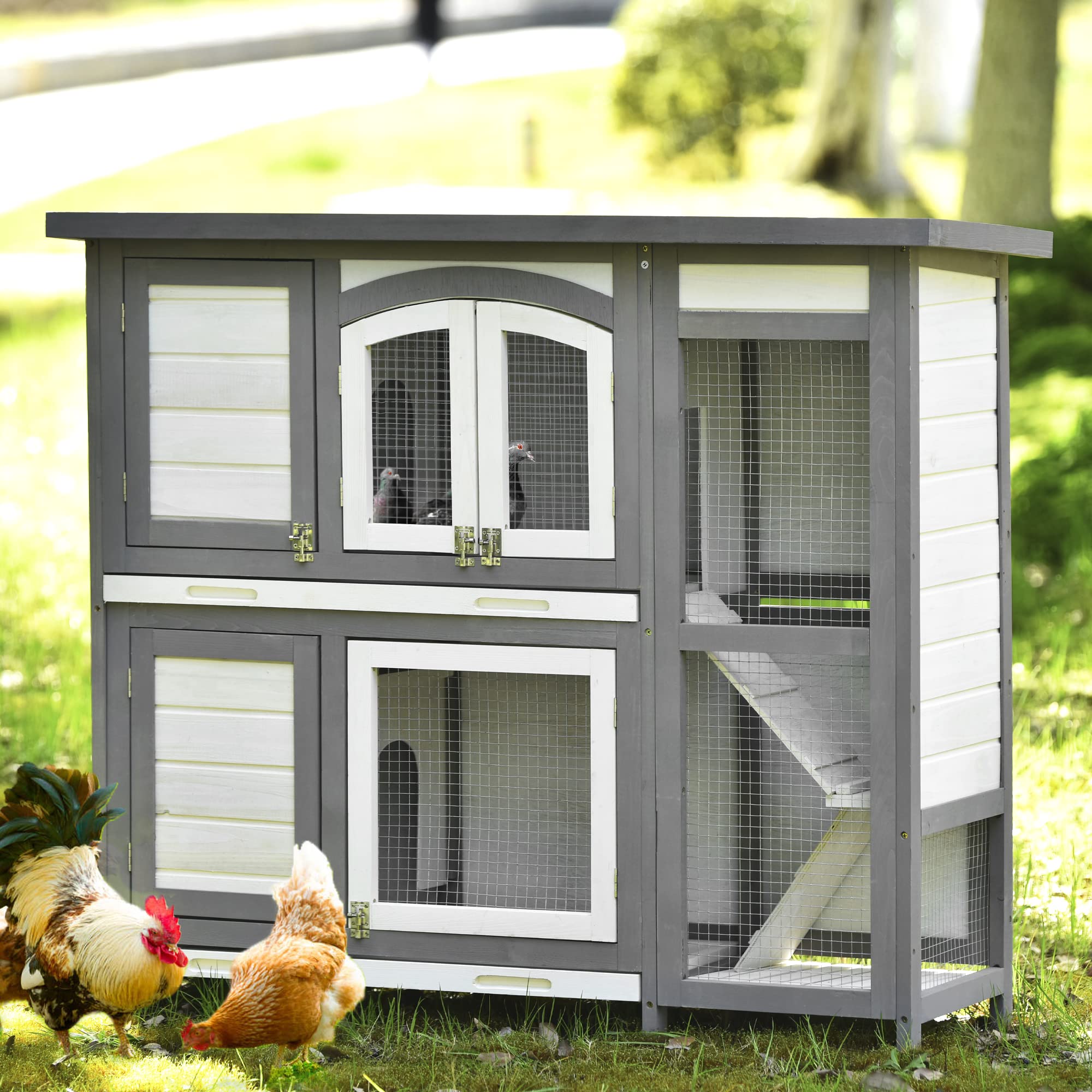 Buy TwoTier Wooden Rabbit Hutch Guinea Pig Cage Perfect Outdoor