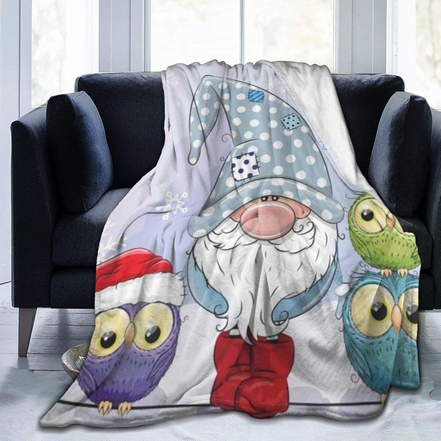 PENGTU Luxury Throw Blanket,Gnome Illustration of Cartoon Characters