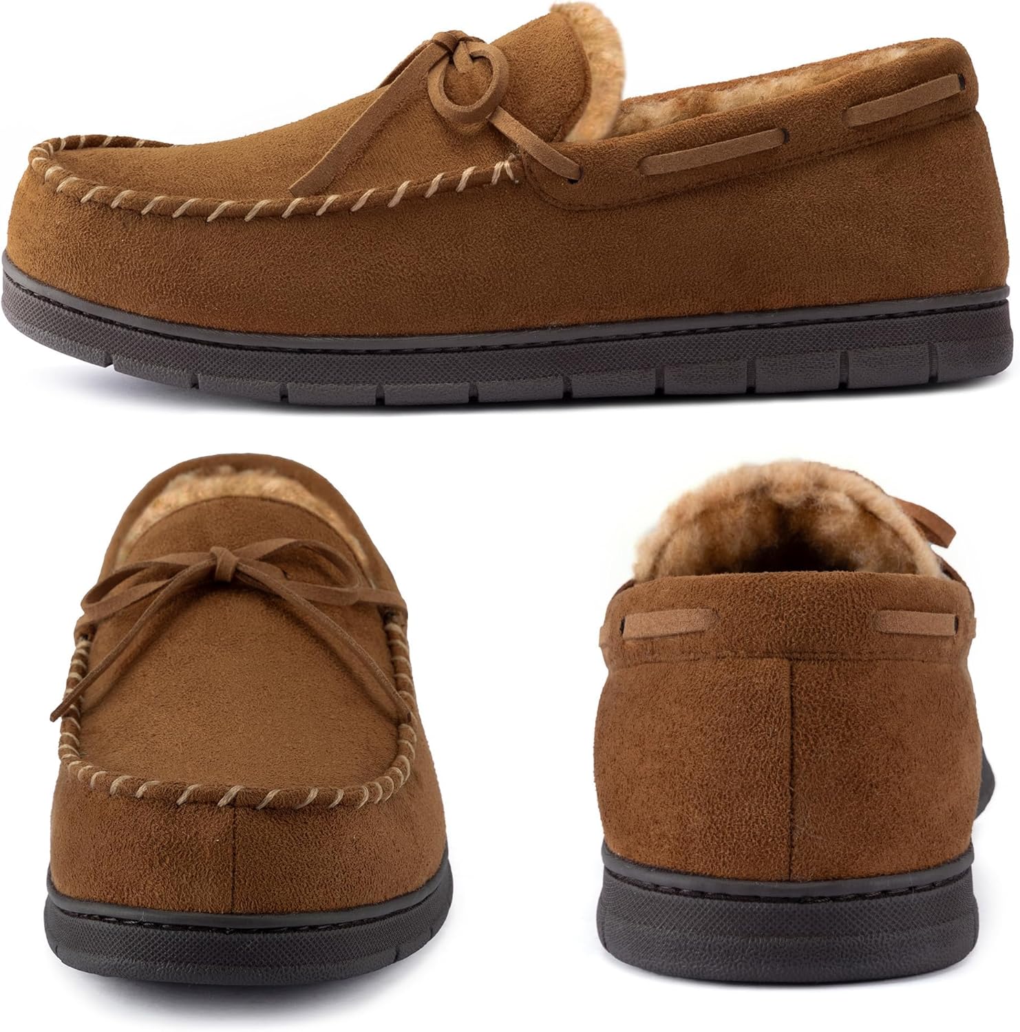 ULTRAIDEAS Men's Luke Moccasin Slippers Memory Foam Cozy House Slippers, Warm Comfy Slippers for Men, Indoor Outdoor Loafer Anti-Slip Home Shoes - Image 4