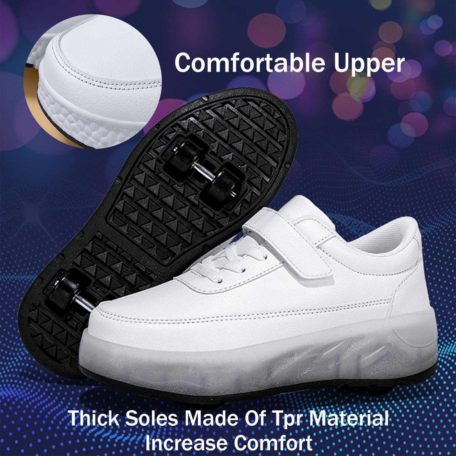 Hixingo Zapatillas con Ruedas Niña Niño Blanco Zapatos con Dos Ruedas para Niñas 2 en 1 Zapatillas Patines Zapatillas Ruedas Niño, Zapatos Patines Calzado de Skateboarding Multifuncionales