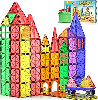Wootoyz Magnetische Bausteine, Spielzeug ab 3 4 5 6 Jahre Jungen Mädchen, STEM Magnetspiel Montessori Spielzeug, Lernspielzeug für Kinder Geschenk Mädchen 3-6 Jahre