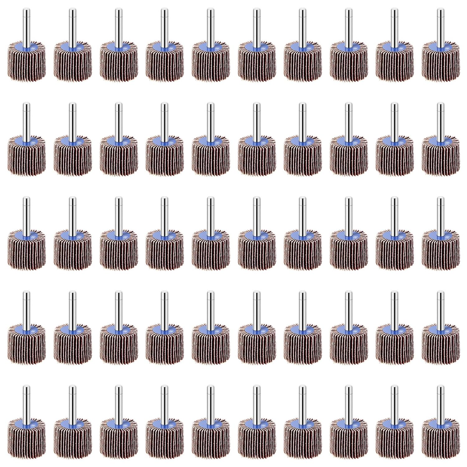 50 Pack Abrasive Flap Wheel Sande, 1" x 1" x 1/4" Shank Mounted Flap Wheels, 80 Grit Aluminum Oxide for Remove Rust and Weld Burr, 1/4 Shank Fits All Drills