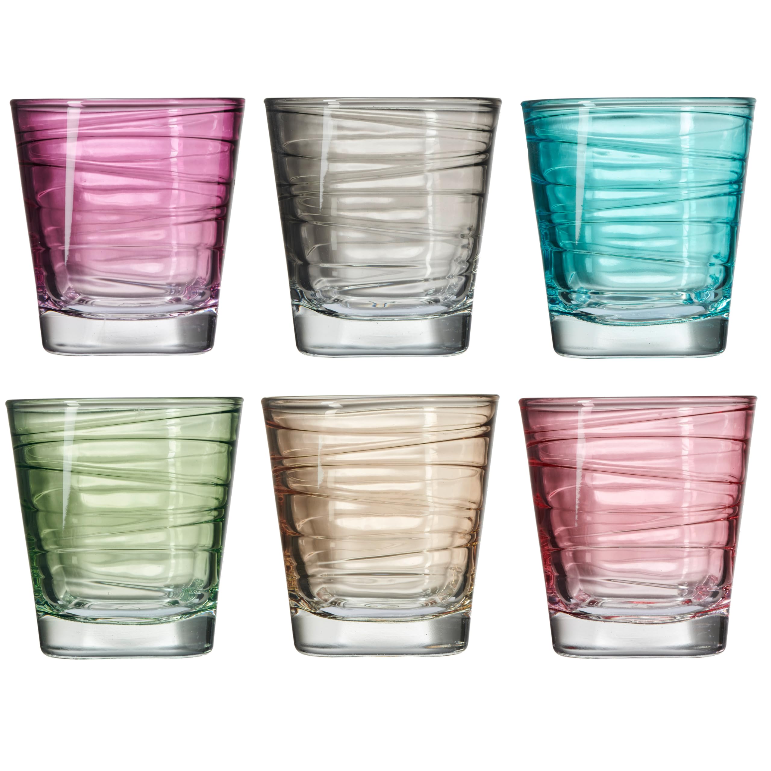 Vario Petit Verre à Eau en Verre, Multicolore, Lot de 6