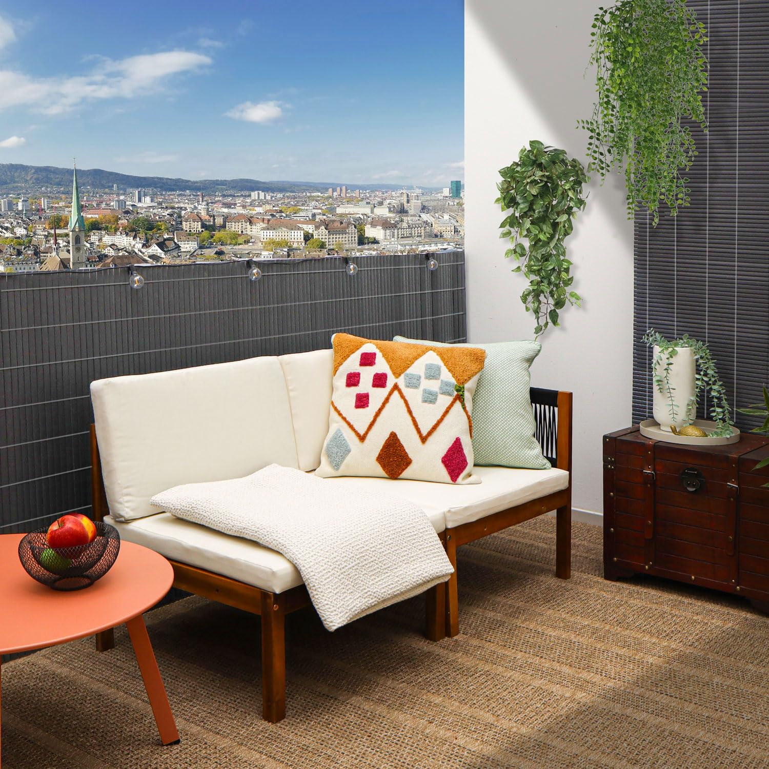 UrFence 100x600 Valla de Ocultación Jardin - Cañizo PVC Antracita - Cañas Ocultación Balcon - Cañizo Terraza - Malla de Ocultación - Cañizo artificial Exterior - Malla Plastico Privacidad para Balcon