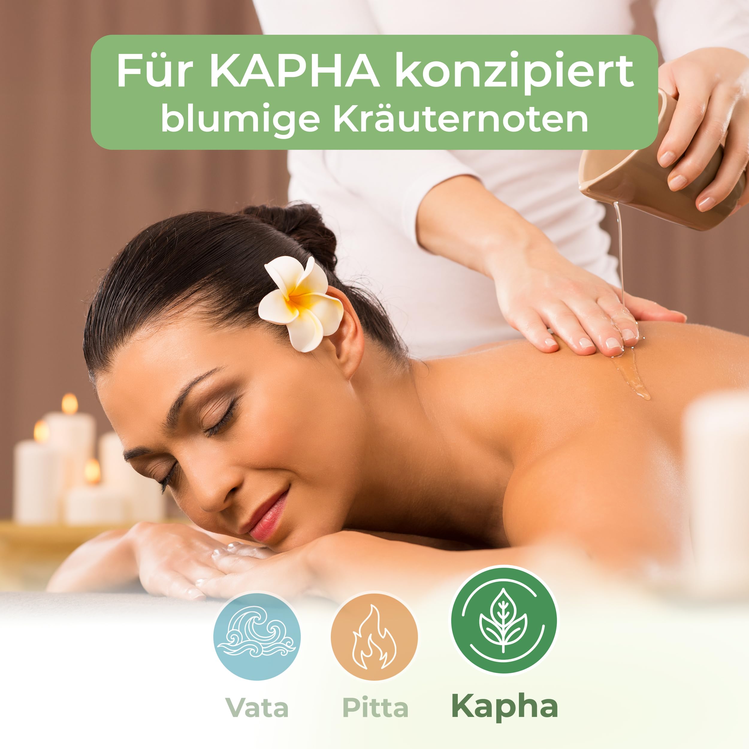 MASSAGE-EXPERT Ayurveda Kräuteröl KAPHA – Natürliche Ölmischung mit Kräuterextrakten für Massage & Pflege (250 ml rePET-Flasche mit Spritzeinsatz)