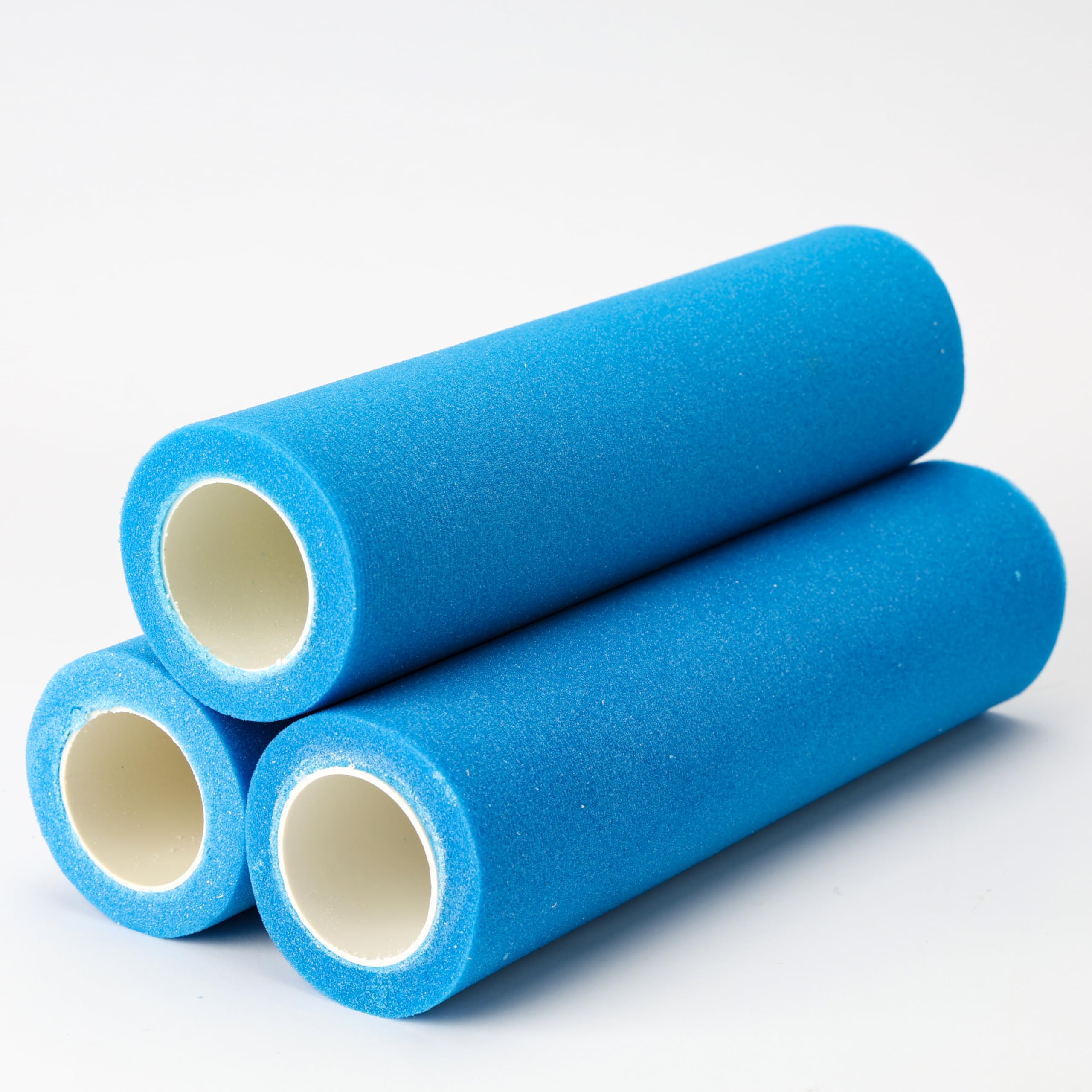 Bates- 9 Inch Foam Paint Roller Covers, 3 Pack, 3/8" Nap, Blue, High Density Foam Roller Covers for Painting Doors, Houses, Cabinets, Ceilings, Furniture, Smooth Even Finishes, Flat Surfaces