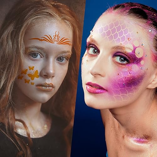 Miniatura 7 de Chinco 24 plantillas de pintura facial, plantillas de tatuajes faciales y corporales, plantillas de pintura para niños, vacaciones, Halloween,