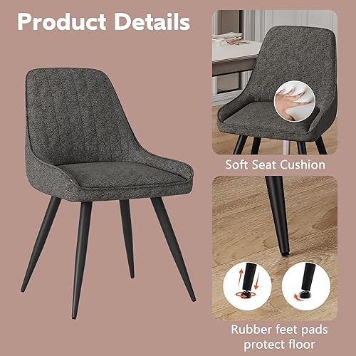 Miniatura 5 de Alunaune Juego de 2 sillas de comedor modernas, tapizadas, de mediados de siglo, sin brazos, para ocio, sala de estar, silla auxiliar de escritorio