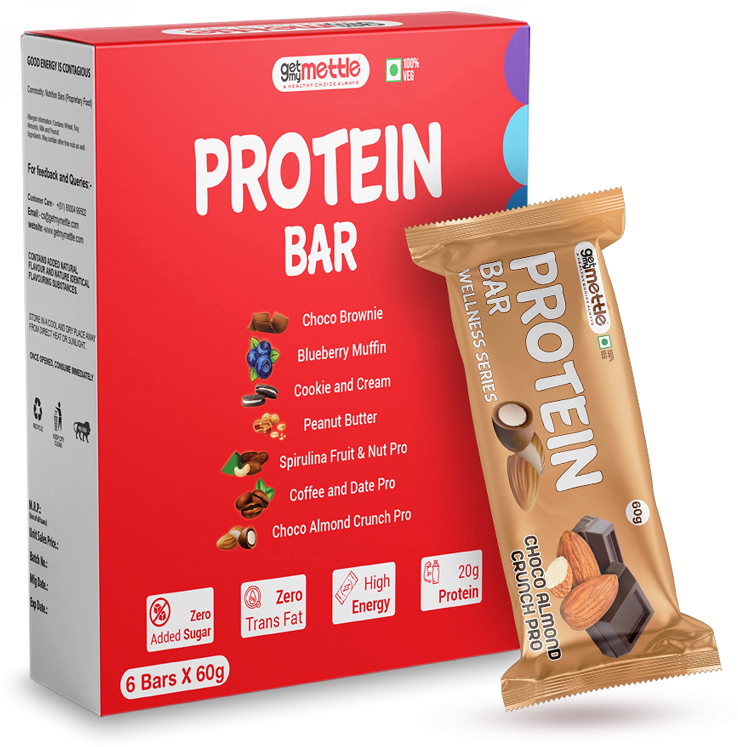 Mettle Choco Almond Crunch Bars | Each 60g Bar | Protein Bars (360 g, Choco Almond Crunch)-image-12