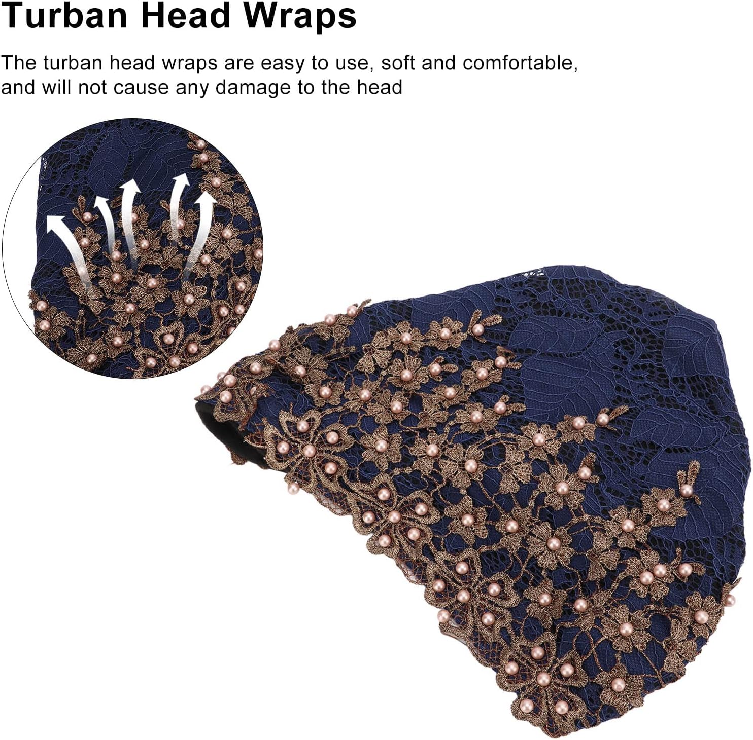 Pilipane Women Turban Hat, Vintage Embroidered Turban Head Wraps Embroidered European Retro Hat for Women Daily Use and Gift (Blue)