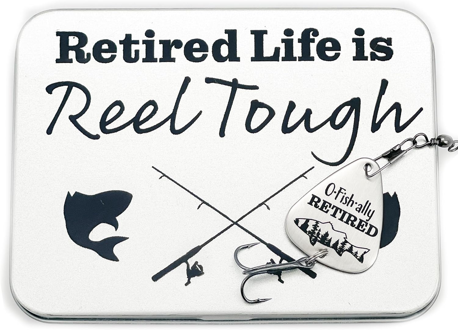 Retirement Gift Officially Retired Fishing Lure Personalized Retirement Fishing Lure Retiree Gift For Retirement Personalized Retirement Gift for Men Retired Life is Reel Tough ST-FBA-RETIRED-LURE-TIN