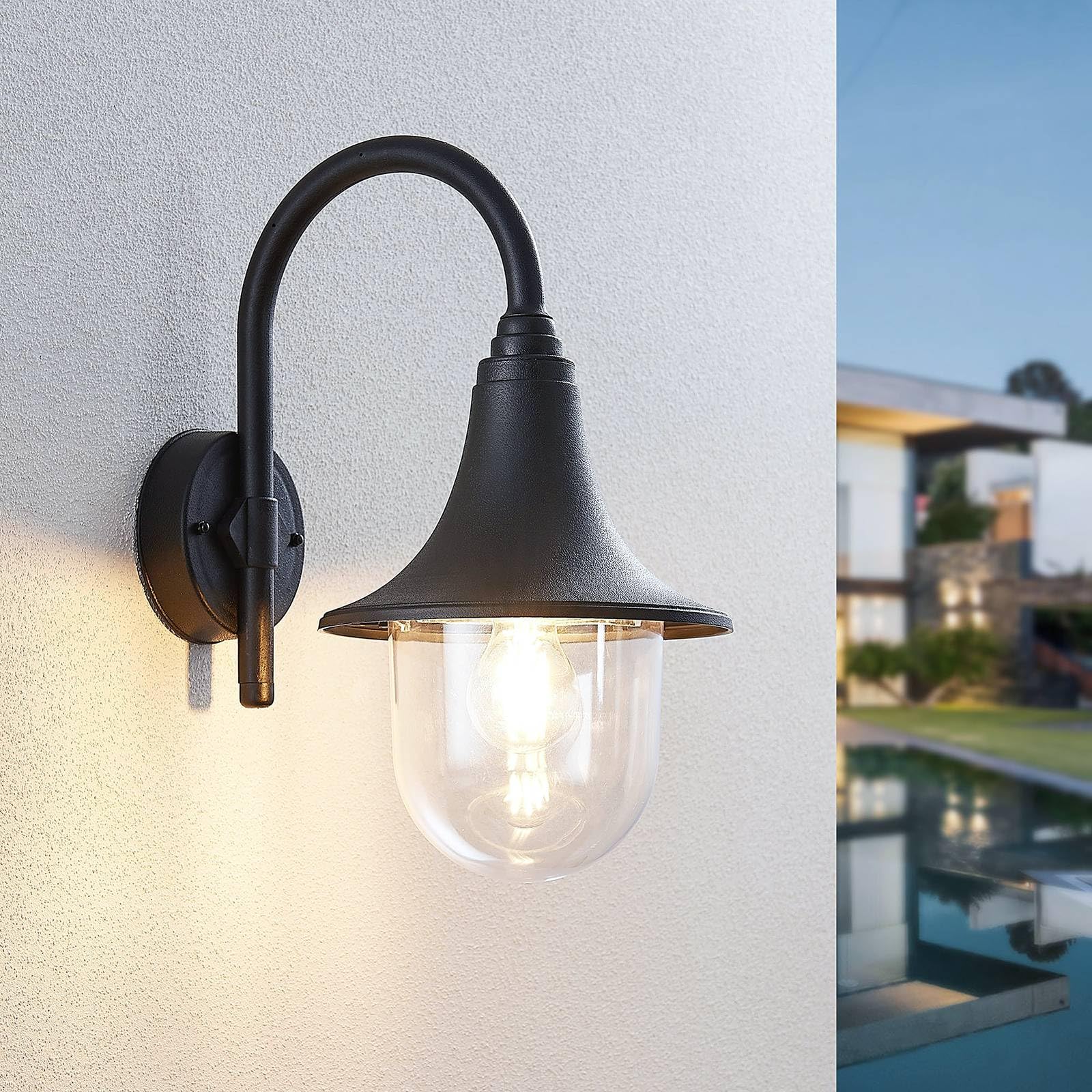 Lindby Applique da esterni dimmerabile (Moderno) colore Nero, applique lampada LED outdoor per facciata/parete terrazzo e balcone