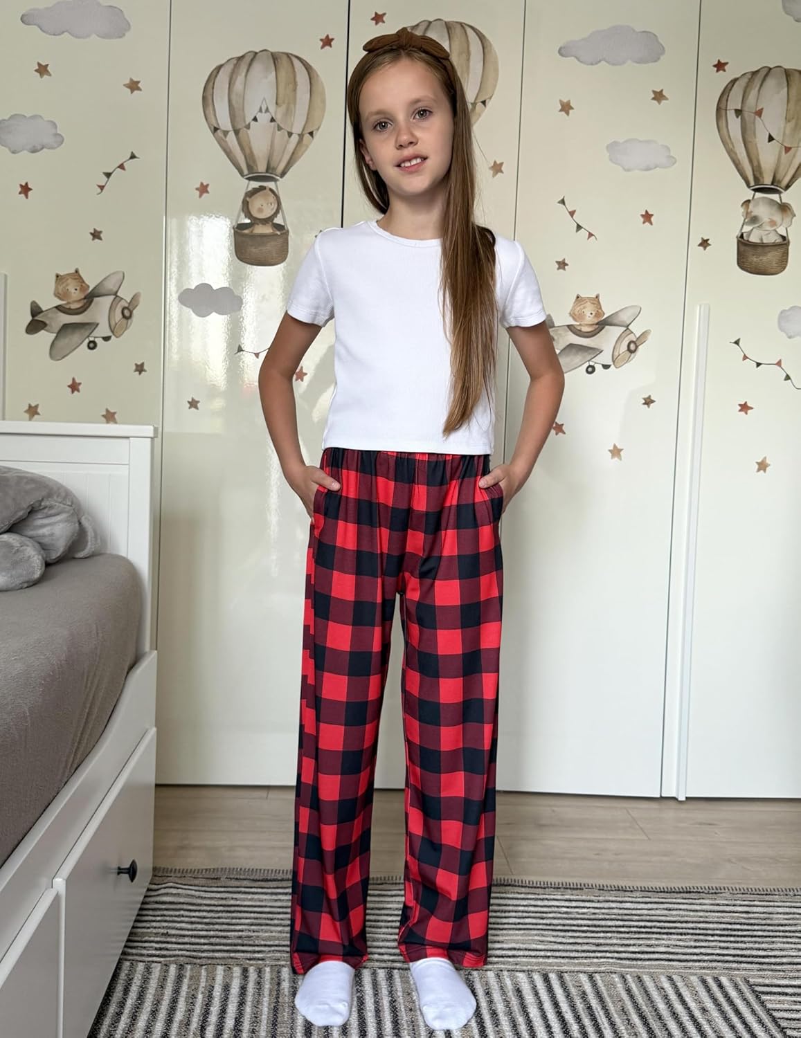 Ekouaer 2/3 Pack Girls Pajama Pants - Cute Print PJ Bottoms With Pockets, Soft Kids Lounge Pants With Elastic Waist - Image 2