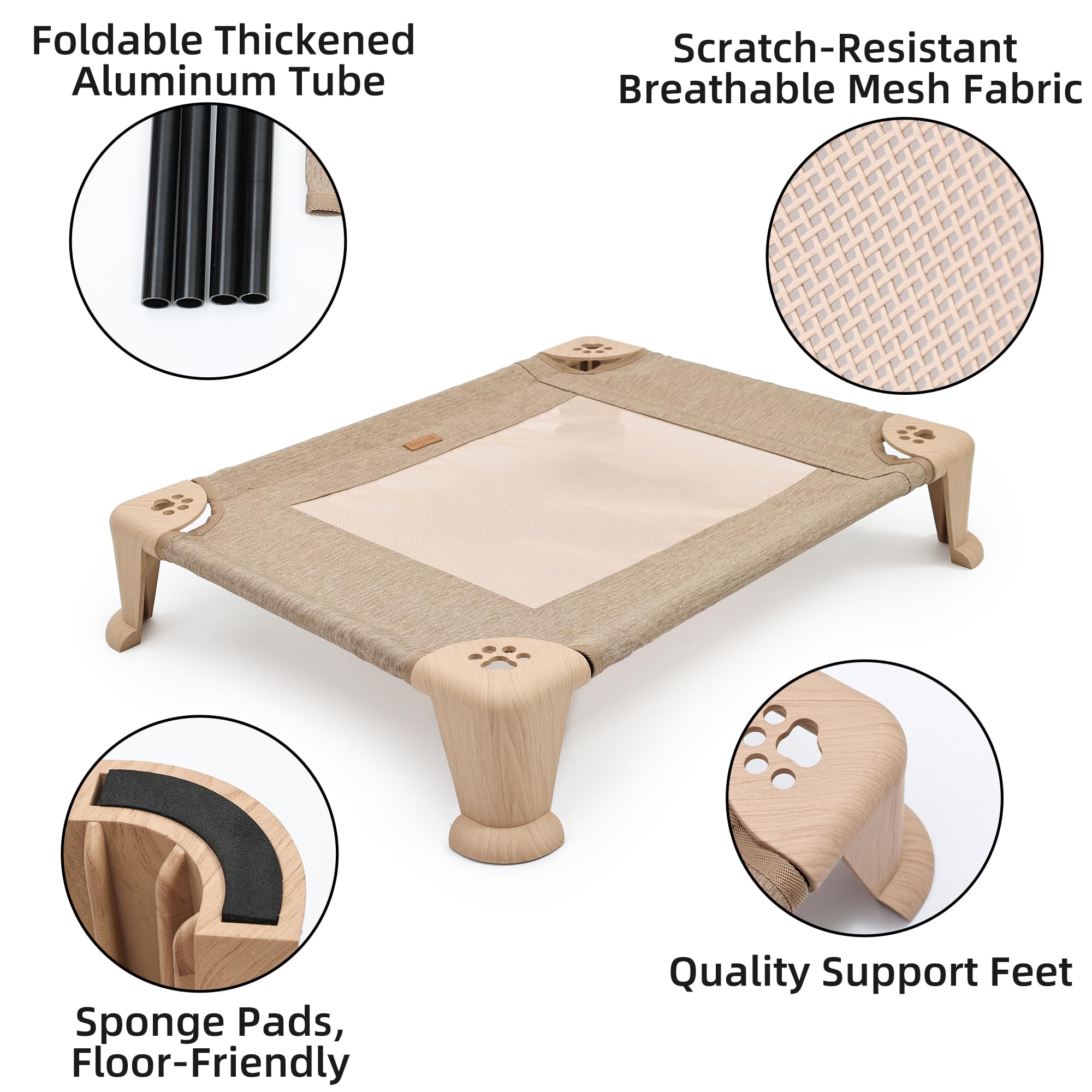 Cama elevada plegable para perros, cuna elevada para mascotas con malla transpirable, pies antideslizantes, resistente a la humedad, cama lavable para mascotas para perros medianos y grandes