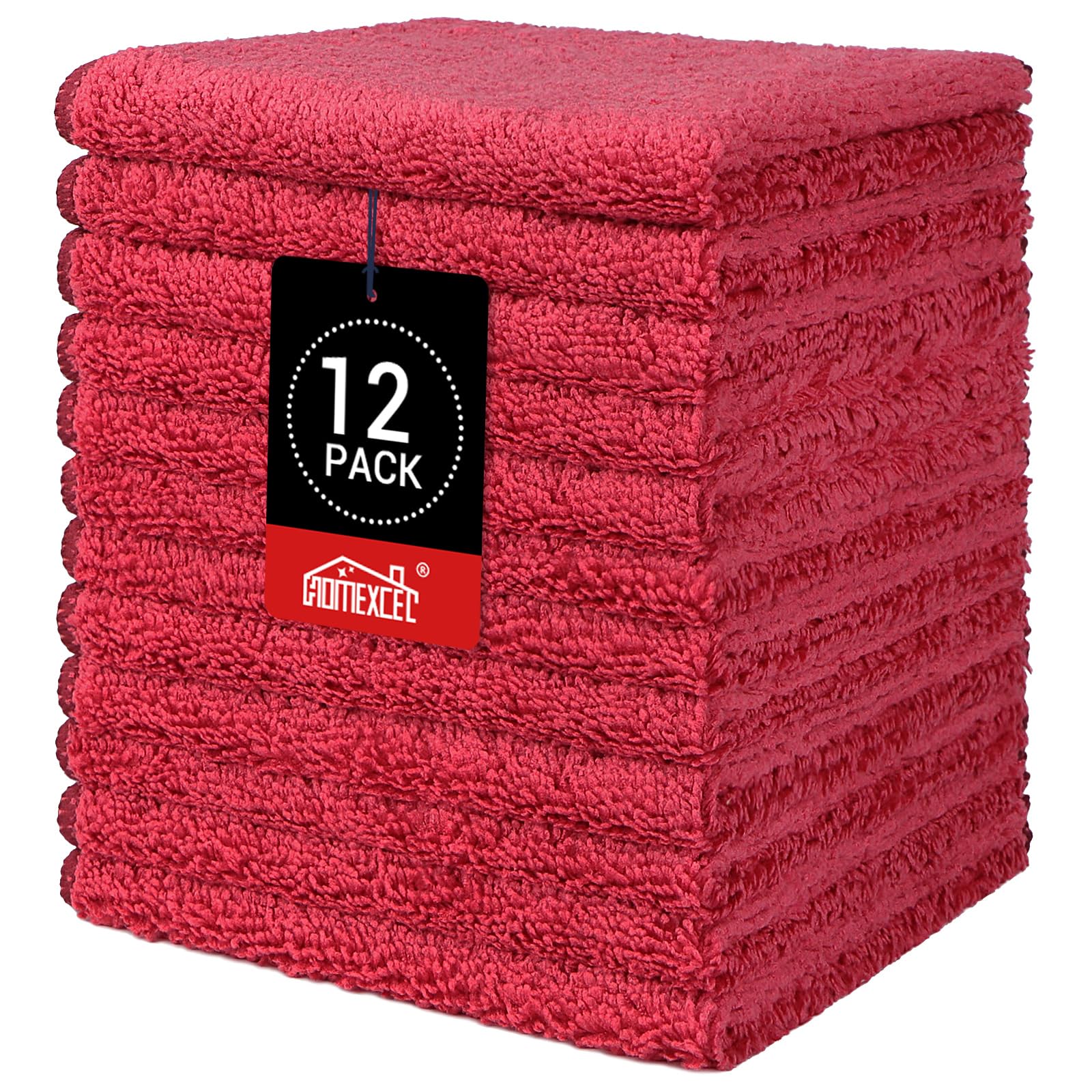 HOMEXCEL Washcloths 12PK, Ultra Soft&amp;Highly Absorbent Face Towels, 12X12 in