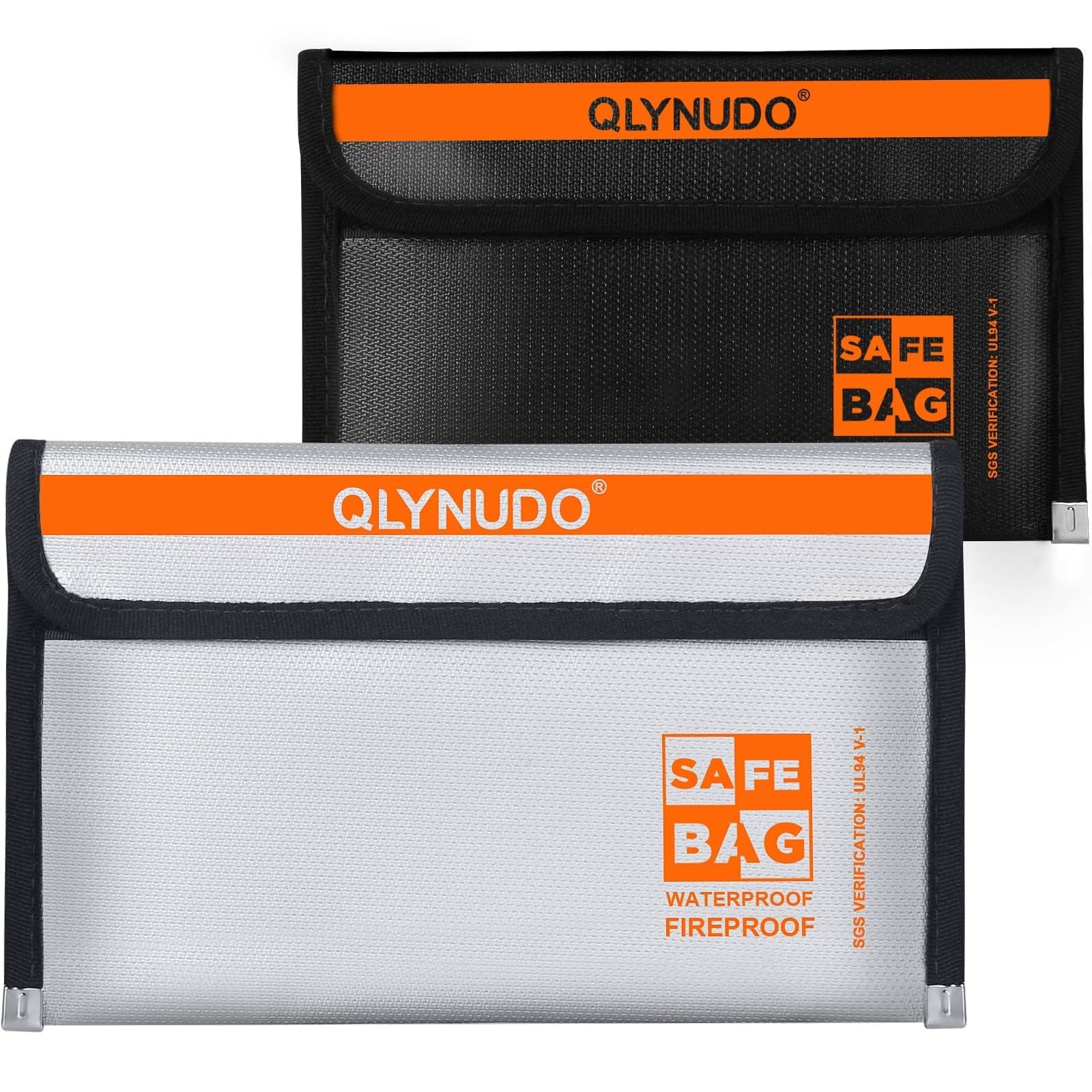 Small Fireproof Money Bag for Cash (8x5") - 2 Pack Fireproof Safe Accessories, 2200°F Non-Itchy Silicone Pouch for Passport & Jewelry, Water Resistant Grab-and-Go Security Bag for Home Safe & Travel