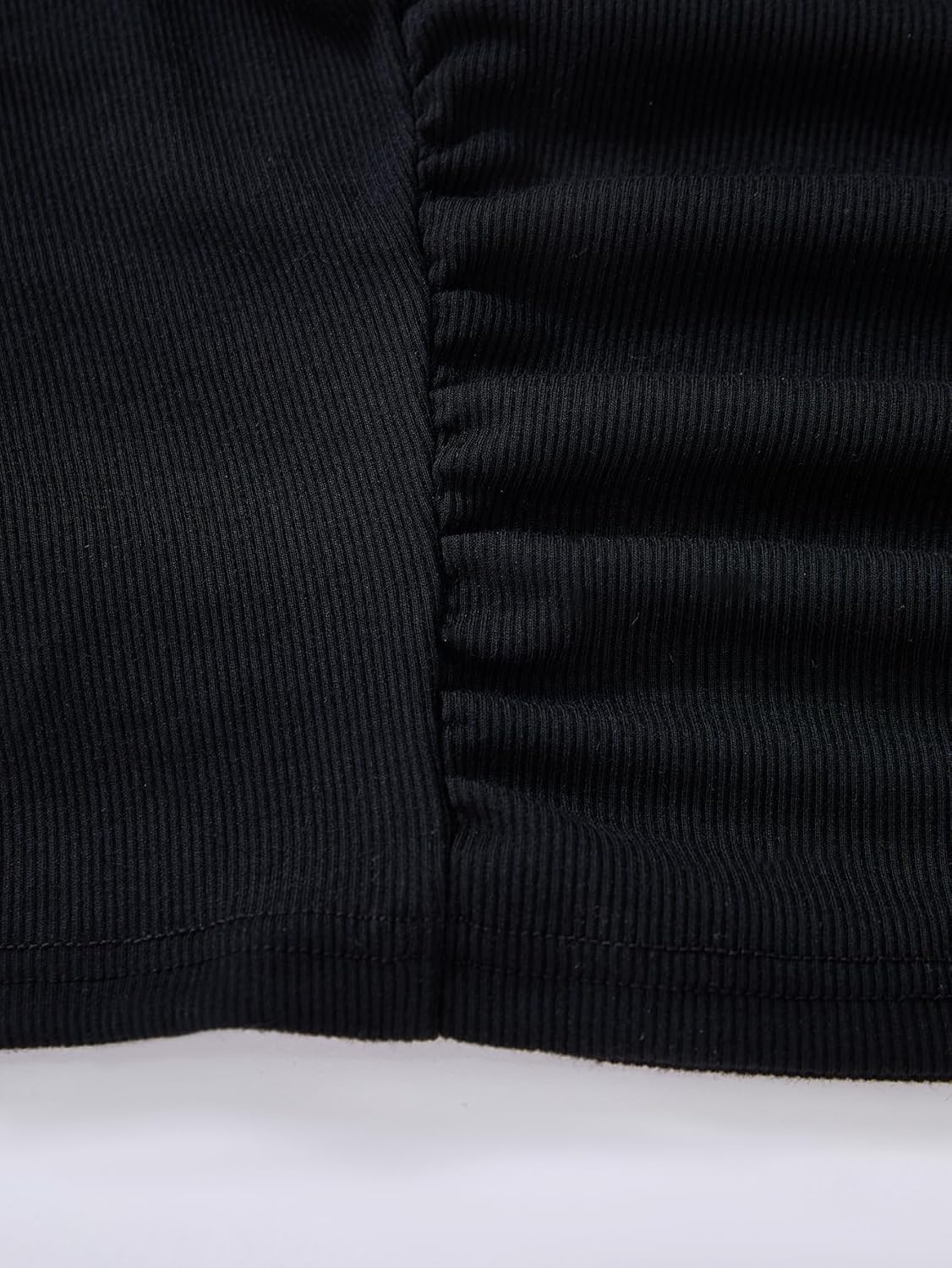 Women's Asymmetrical Neck Crop T Shirt Ruched Short Sleeve Knit Going Out Tops - Image 4