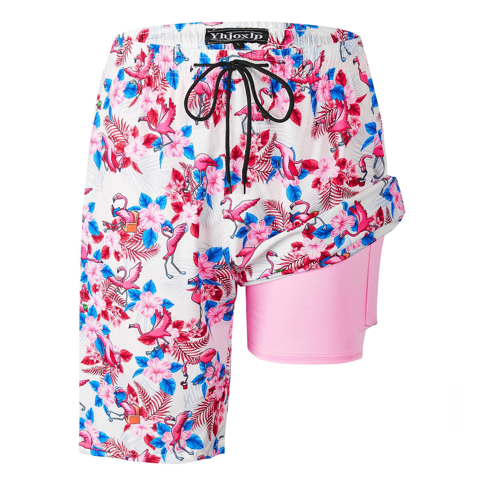 Mens Swim Trunks 9 Inch Inseam Stretch Board Shorts Built-in Quick Dry Swimwear Bathing Suits with Compression Liner