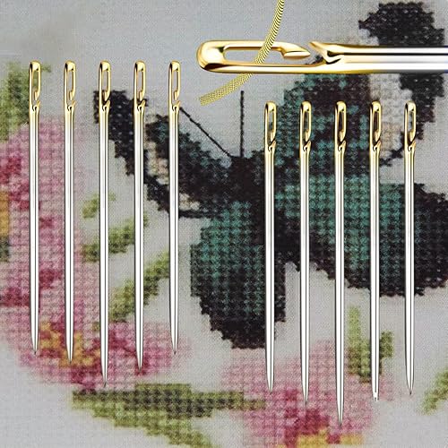 Agujas de coser autoenhebradas con imán se pueden fijar a la puerta del refrigerador pasadores de costura de acero inoxidable de fácil rosca lateral