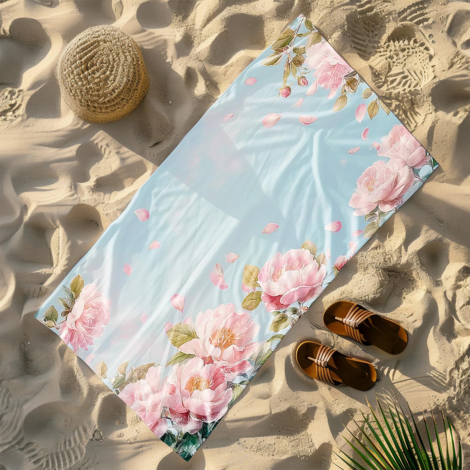 Genérico Toalla Playa Grande Flor Rosa Microfibra Secado Rápido Oversize Toalla Sin Arena Súper Ligera Piscina Camping Picnic Yoga Gimnasio Y Deportes Viaje