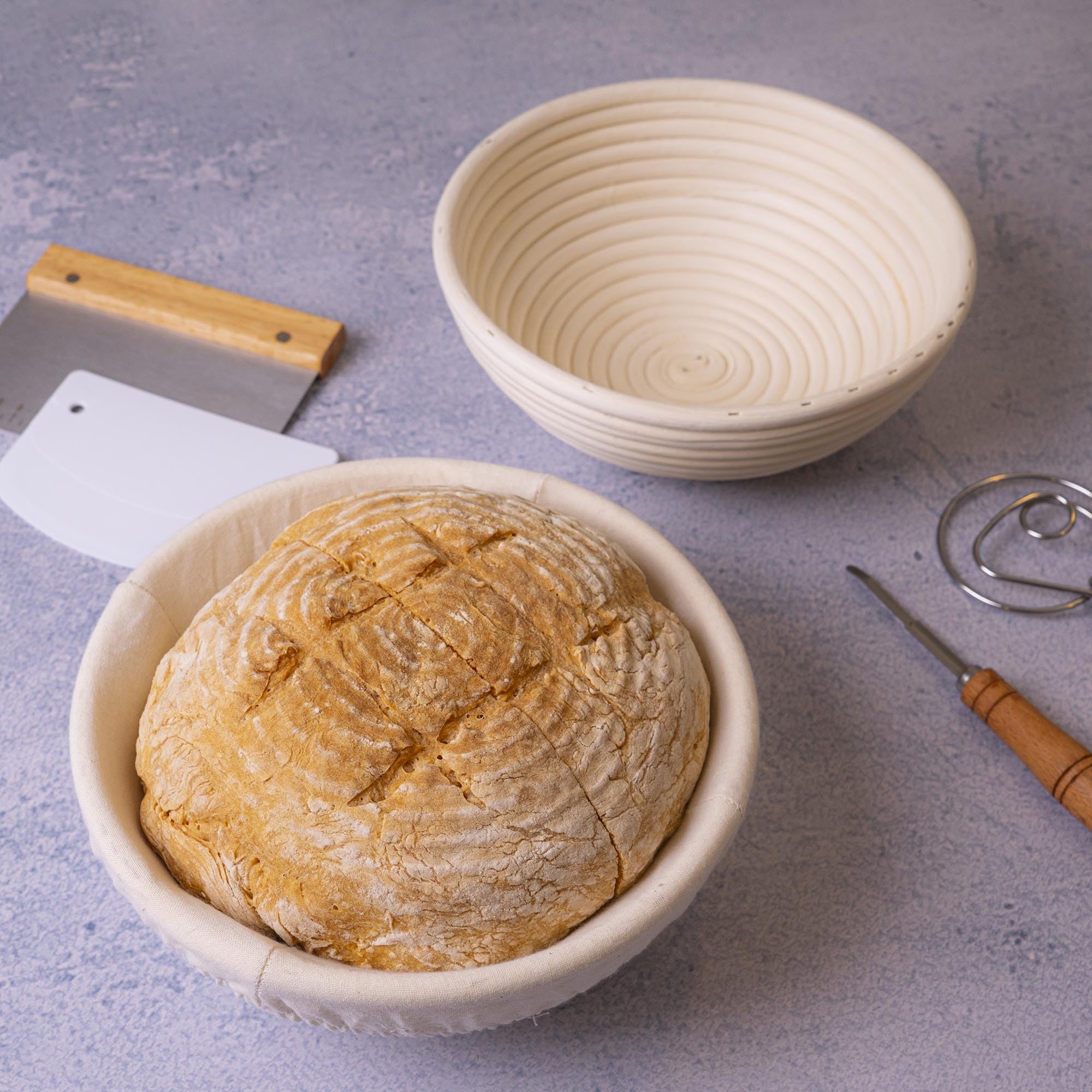 Juego de 3 cestas a prueba de pan, cuencos redondos para masa, perfectas para hornear pan de masa madre profesional y casero (redondas)