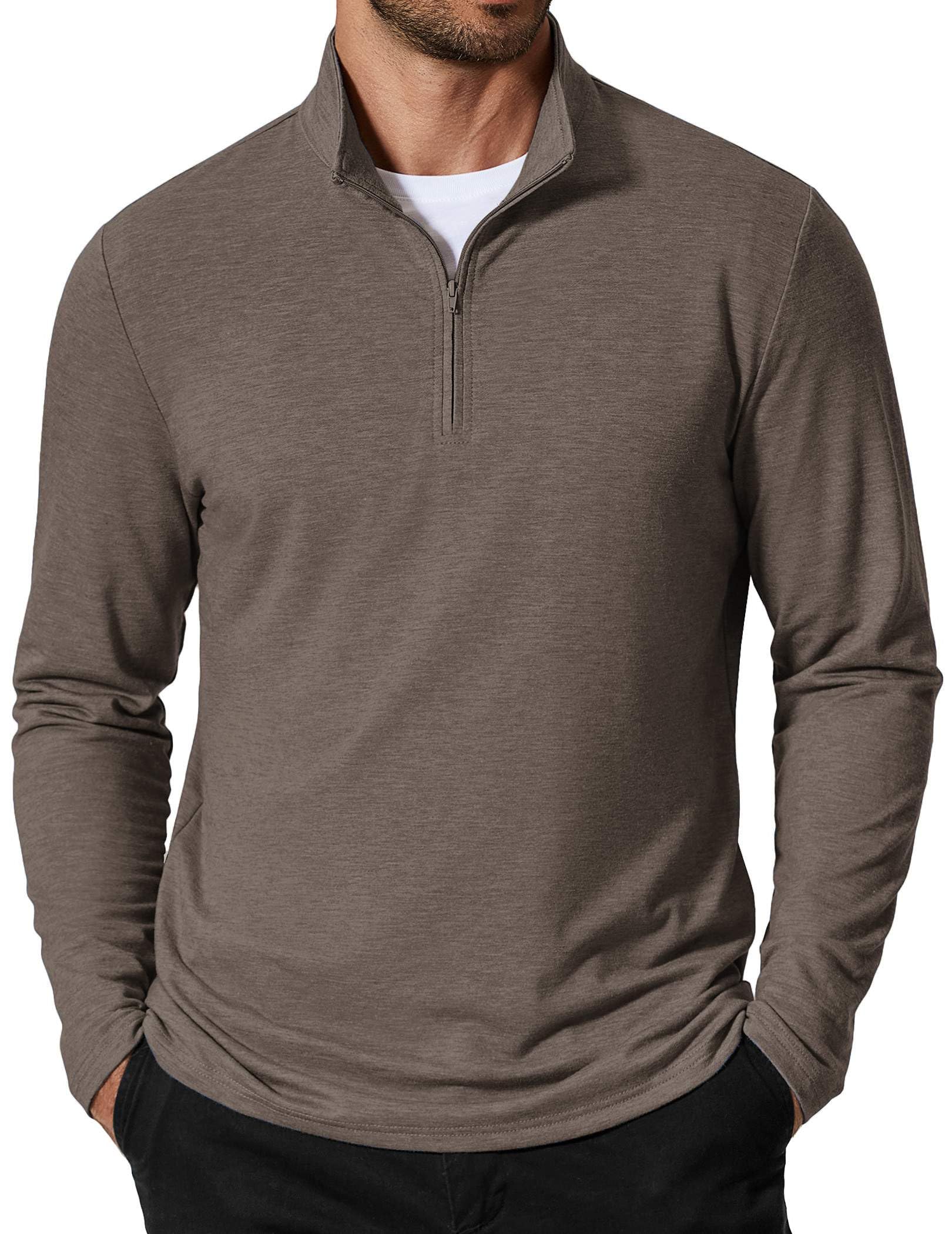 COOFANDY Men's Quarter Zip Pullover Lightweight Mock Neck Sweatshirt Casual Long Sleeve Polo Shirts Global Recycled Standard OEKO-TEX STANDARD 100 Global Recycled Standard Global Recycled Standard