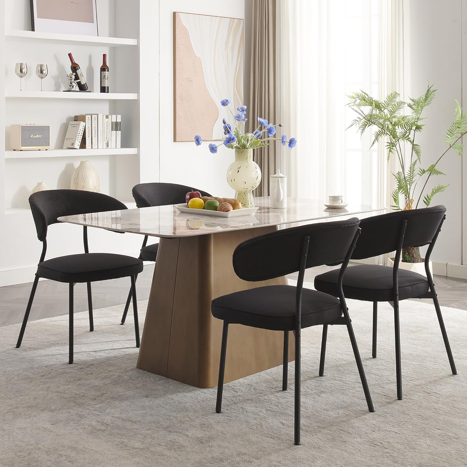 DYHOME Black Dining Room Chairs Set of 4, Modern