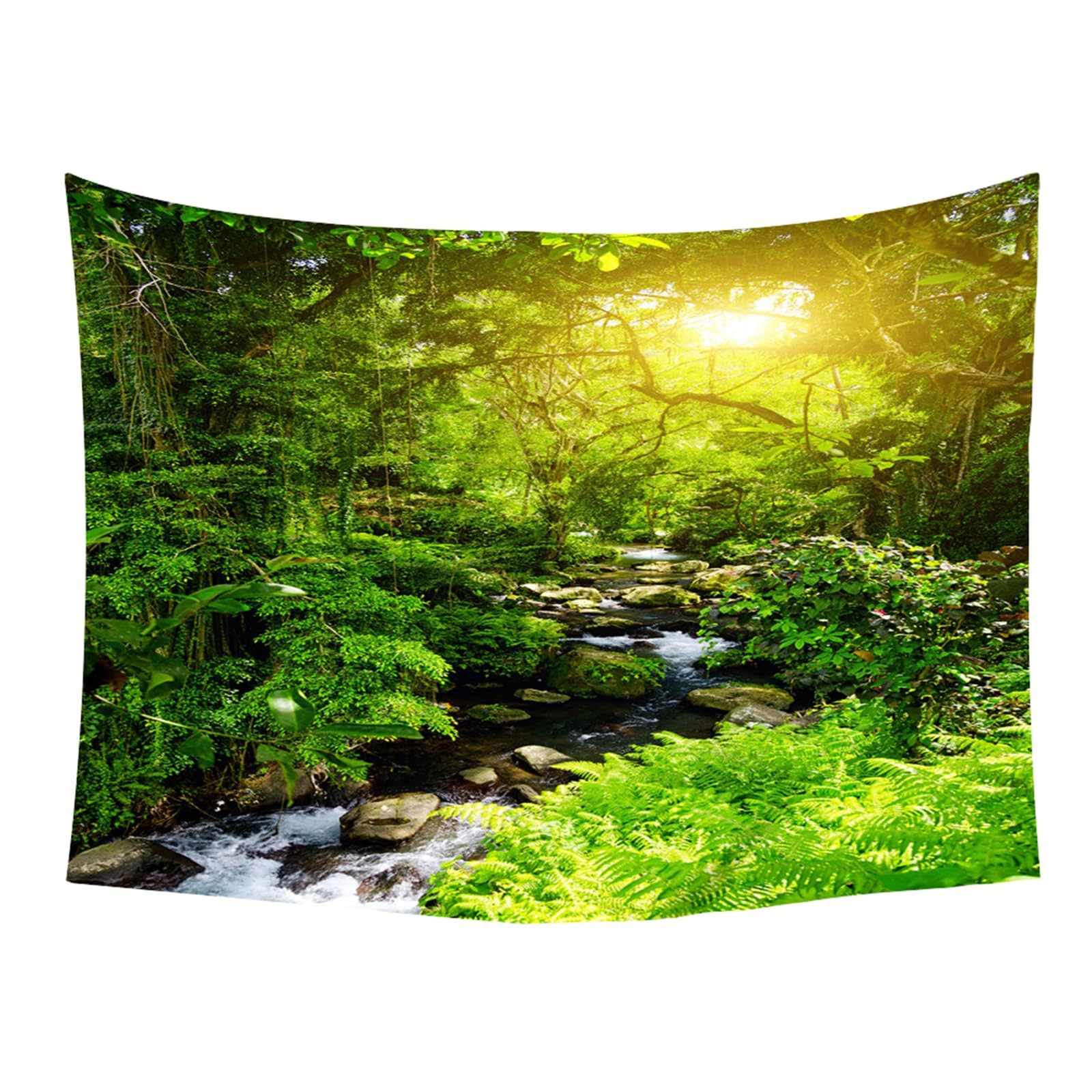 RDSGYZ Wandvorhang Groß 350x256CM, Wandbehang mit Motiv Natur Bach im Wald Wandteppich Outdoor Wanddeko für Schlafzimmer Kinderzimmer Wohnzimmer