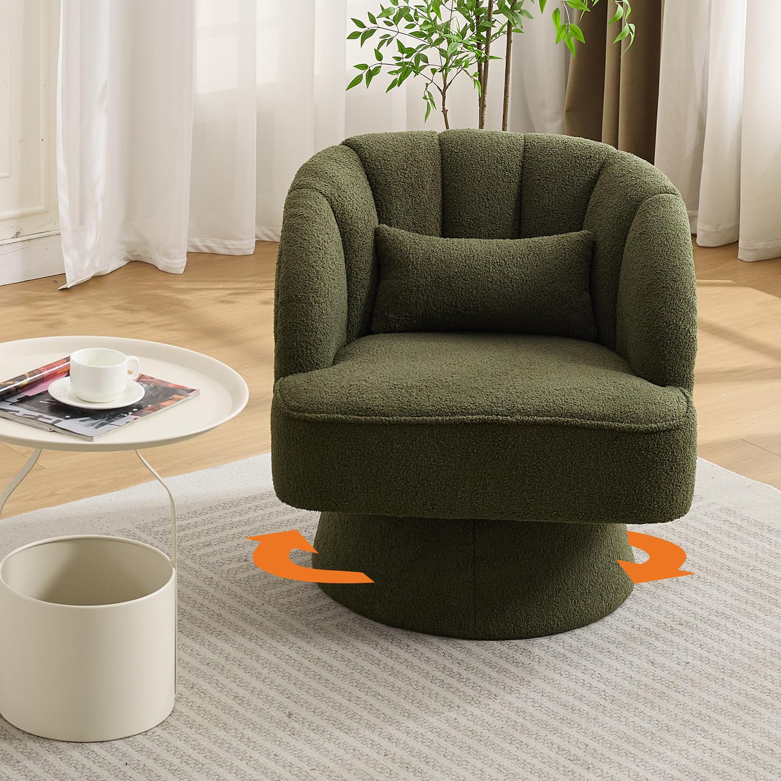 GarveeHome Teddy Barrel Chair Green