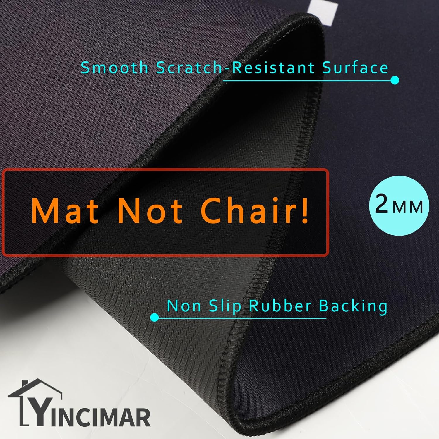 Yincimar Gaming Chair Mat for Hardwood Floor,Anti-Slip Floor Protector Game Controller Rubber Gaming Computer Chair Mat for Gaming Room Home Office Decor (Round 47 inches,Black) thumbnail