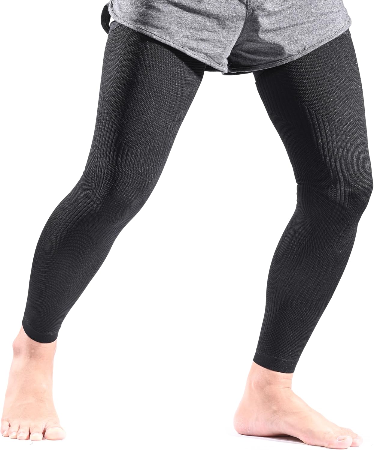 KEKING Full Leg Compression Sleeves, Unisex, Thigh High Compression Stocking 20-30mmHg Graduated Support for Thigh Calf Knee, Running, Basketball, Reduce Varicose Veins and Swelling, All Black L - Image 5