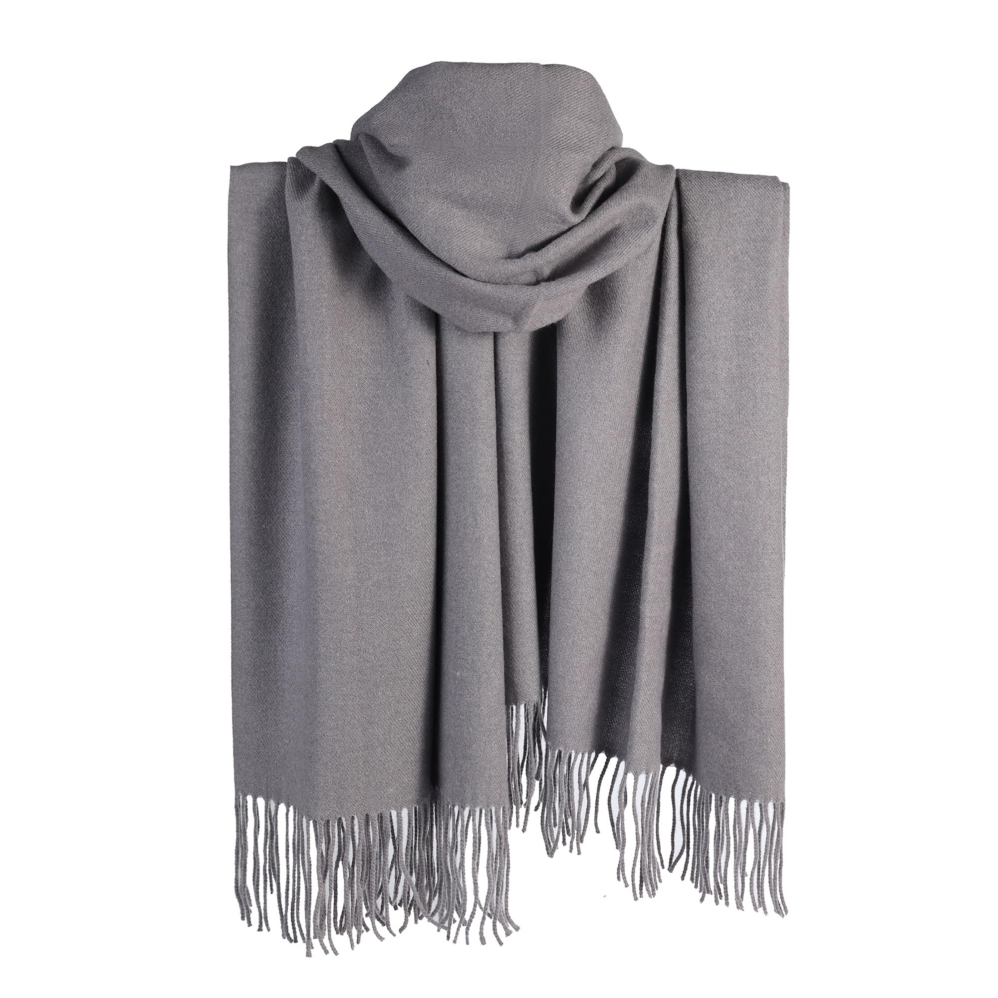 London Scarfs Women's Thick Cashmere Grey Cashmere Scarf Pashmina Shawls And Wraps For Warm Winter More Thicker Soft Scarves (Grey)