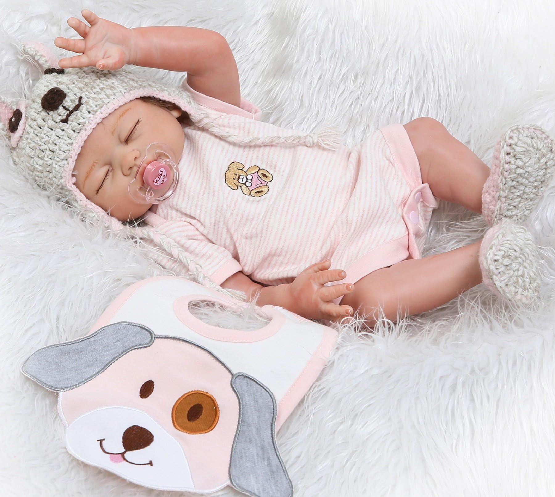 INVALID DATA NPK Baby Girl's Silicone Anatomically Correct Washable Full Body Lifelike Reborn Doll (Pink, 20 Inch 50cm)