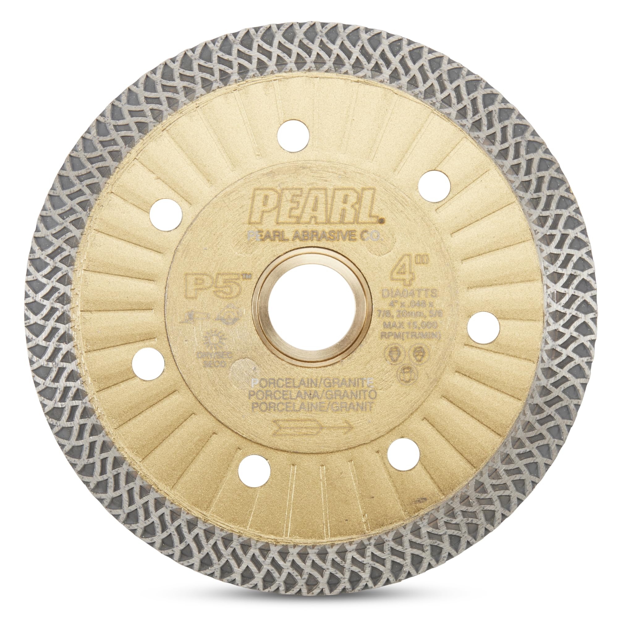 Pearl Abrasive P5 Thin Mesh Turbo Blade 4" 5/8"-20mm-7/8" Arbor