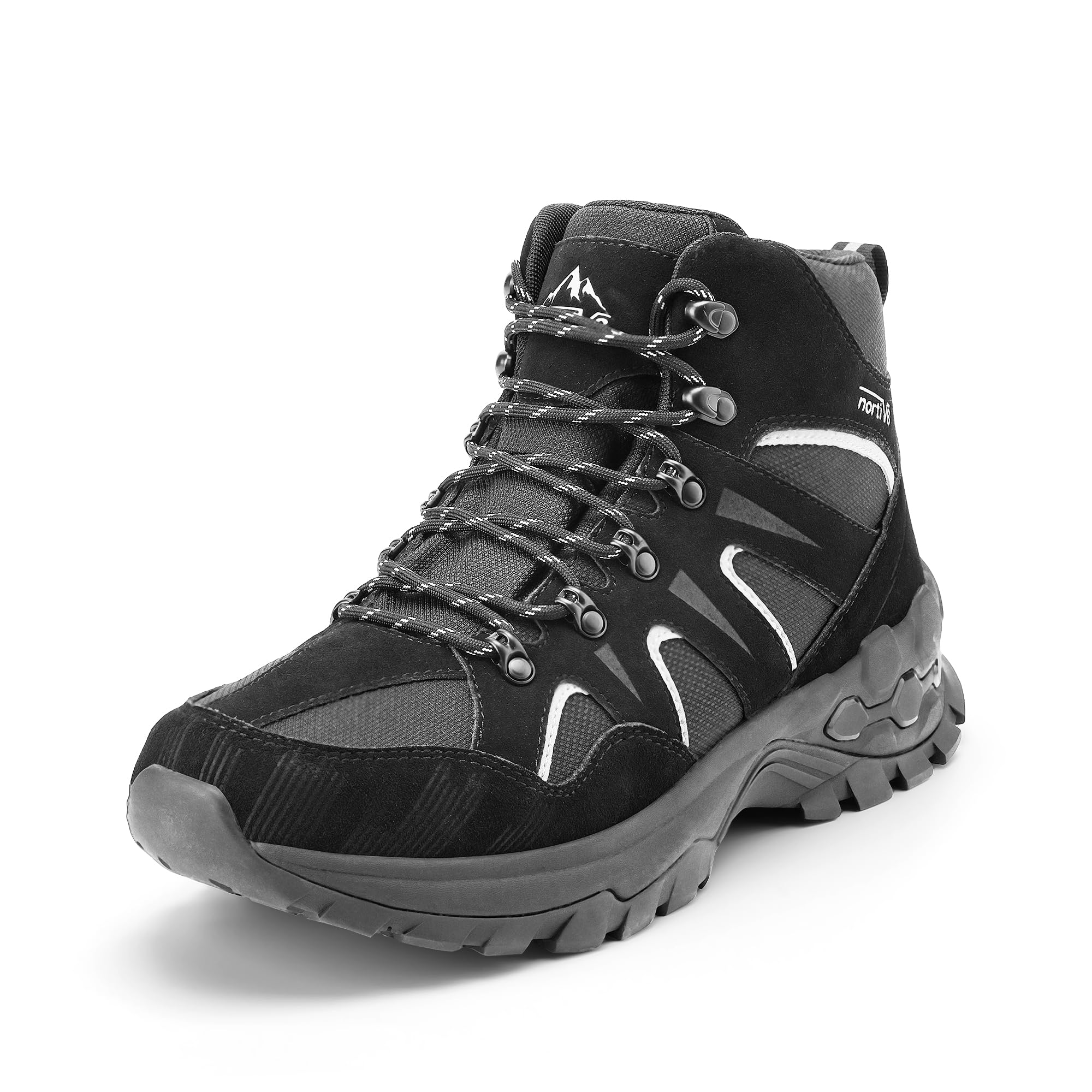 NORTIV 8 Men's Hiking Boots Waterproof Mid Ankle Trekking Outdoor Work Boots BLACK 9 SNHB231M