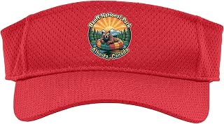 Banff National Park Alberta Canada Canadian Bear Sport Sun Visor, Youth, One Size, Red