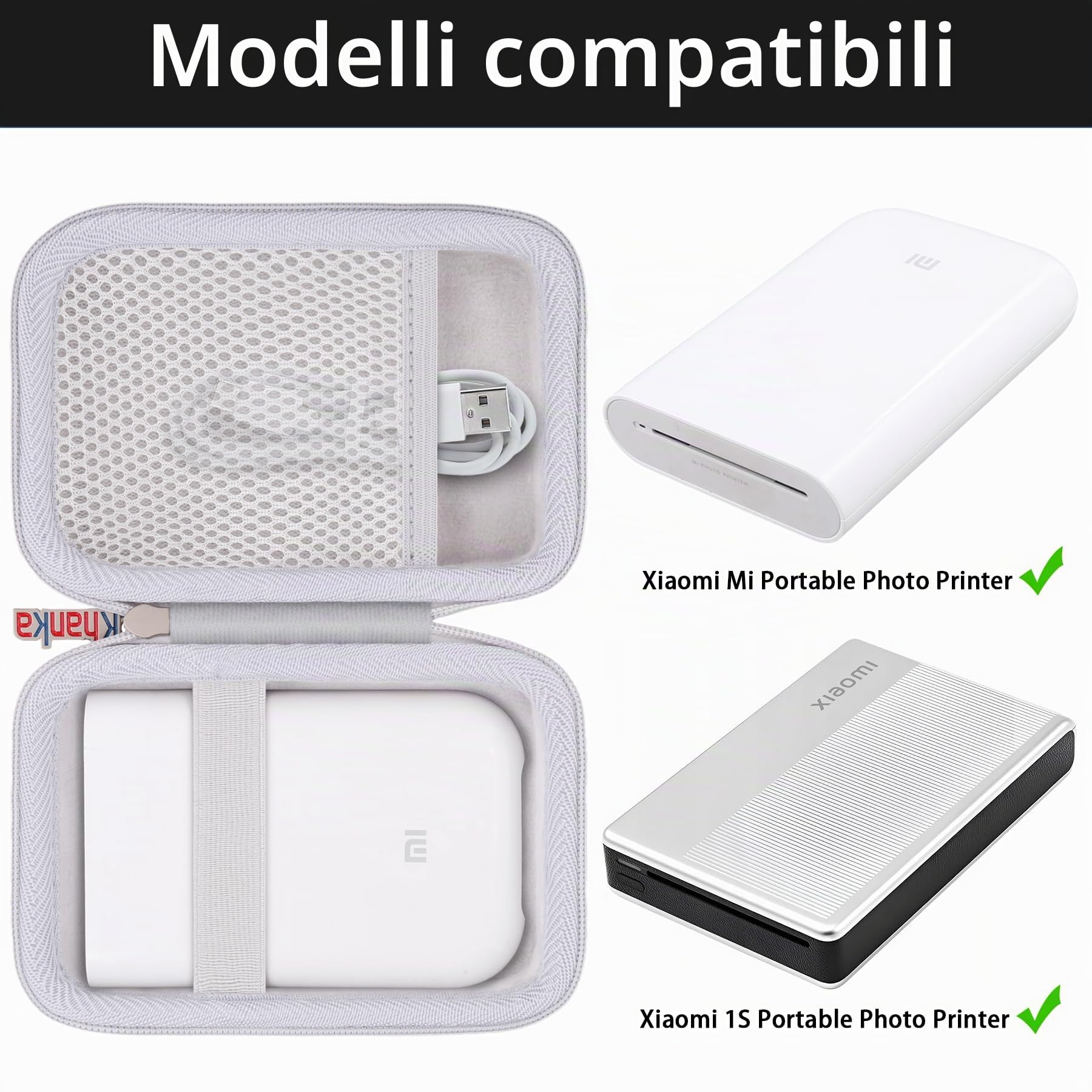 Khanka Custodia Per Stampante Nelko PP01 | Borsa Rigida Con Tasca Per Accessori | Protezione E Trasporto