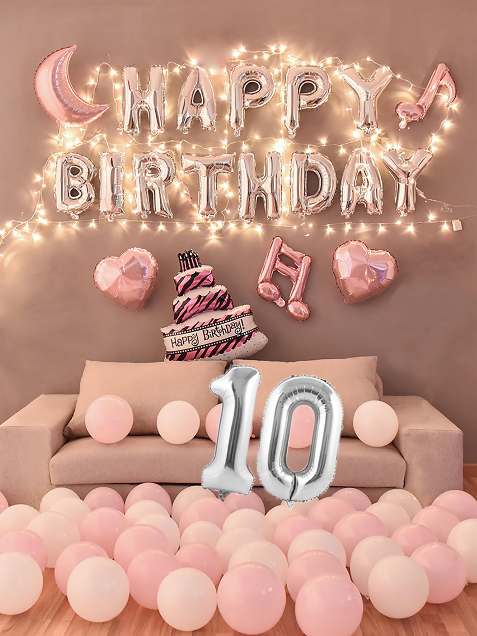 バスケットボール　応援テーマ 男の子 誕生日 バルーン 飾り付け セット 10歳の誕生日デコレーション、ホワイトゴールドの誕生日パーティーデコレーション、女の子、男の子用、ボーホーベージュクリームバルーンパ