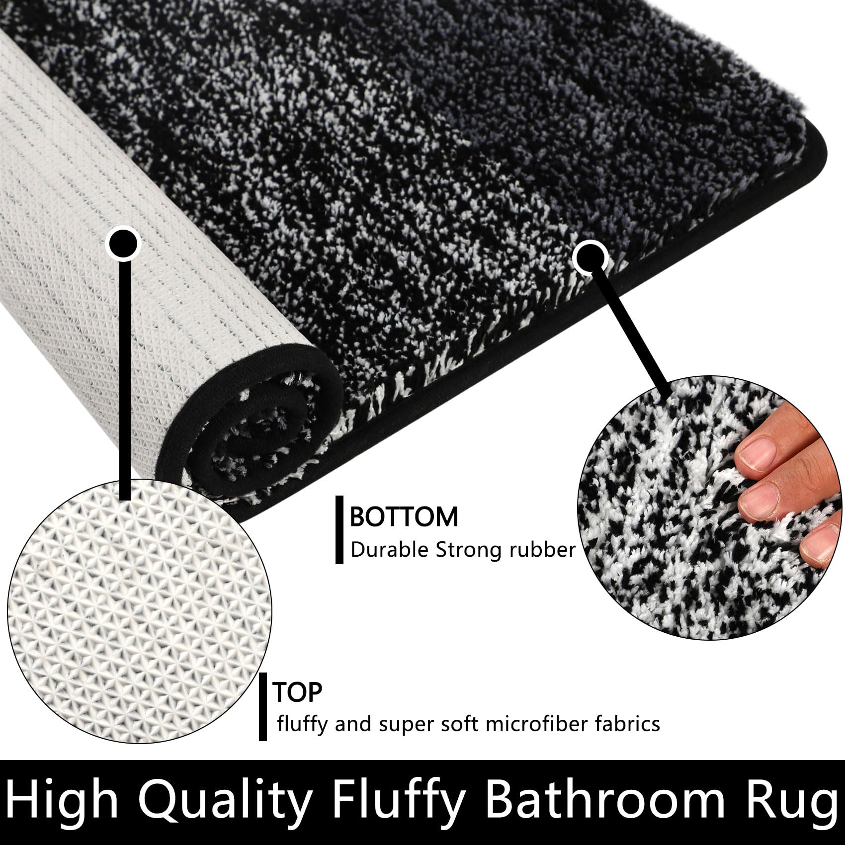 Famibay Toilet Pedestal Mat Only WC Toilet Rug Non Slip Super Absorbent U Shape Bath Mat Microfiber Soft Washable Bathroom Floor Rug - Image 4