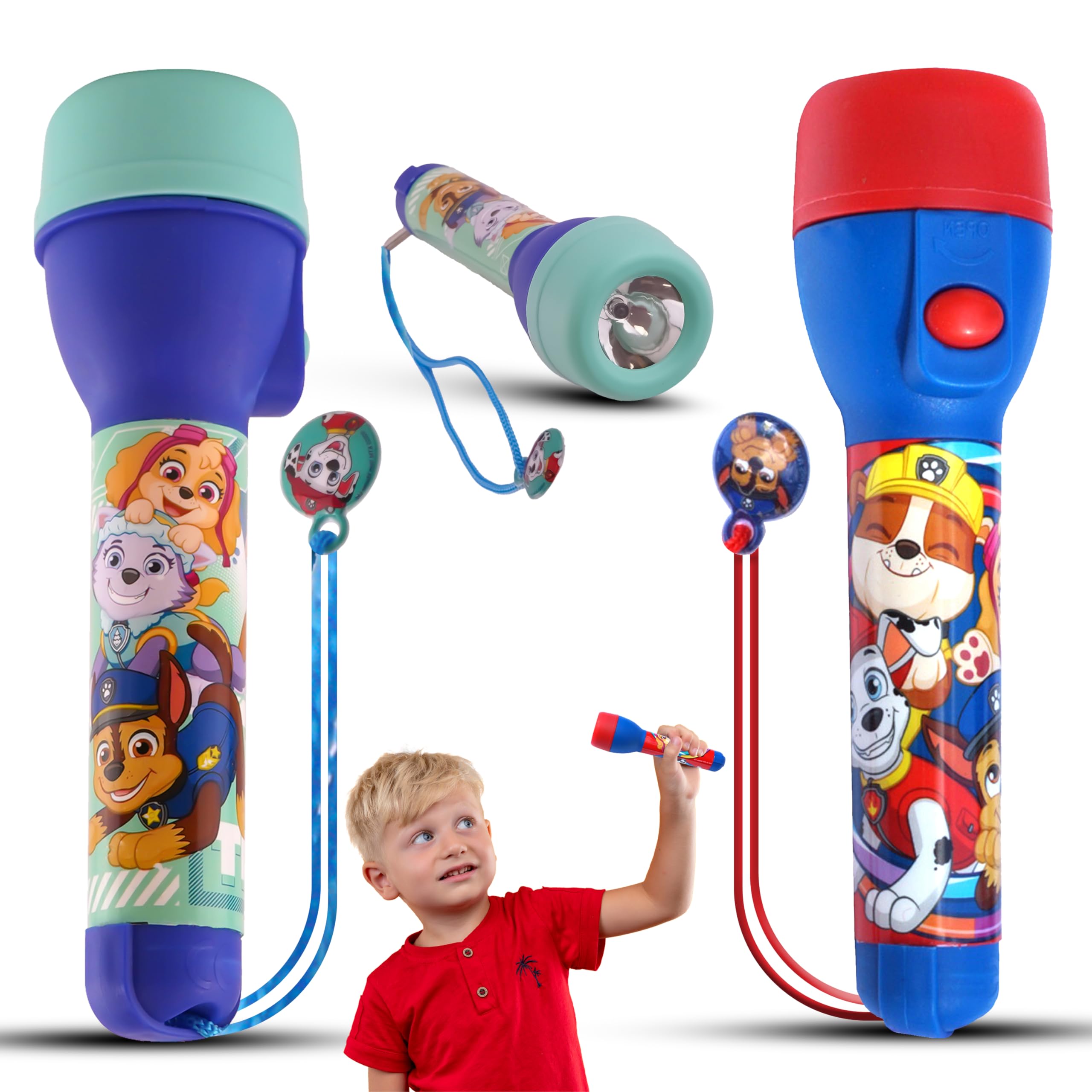 Srv Hub 2X Paw Patrol Torches 2X Paw Patrol Led Kids Flashlights, Plastic Torches Flashlight, Kids Camping Hiking Traveling Cycling Outdoors Xmas Party Torches, Batteries Included With Lumens Range Of 3.5Cm, Size – 16Cm