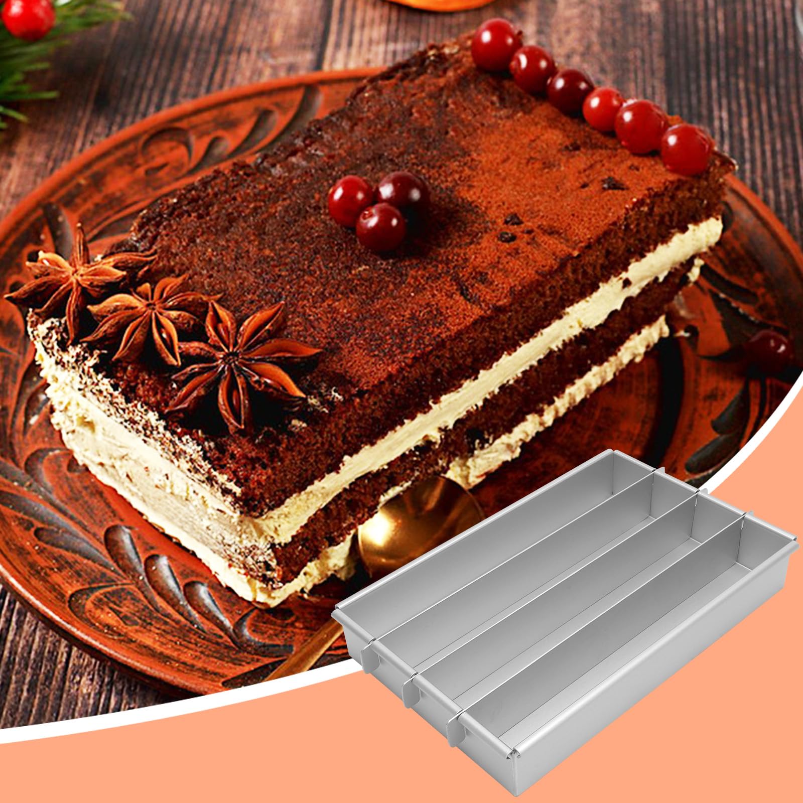 Rechthoekige bakvorm, verstelbare mousse, cakevorm, tiramisu vorm, antiaanbaklaag
