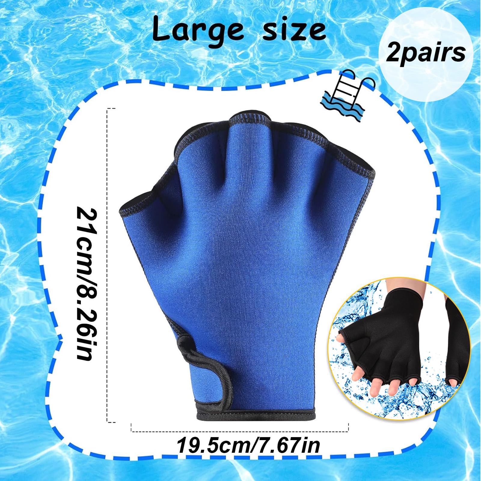 ERNZI 2 Paires Gants De Natation Entraînement Aquatique - Gants Résistance Eau Aquagym - Pattes De Grenouille