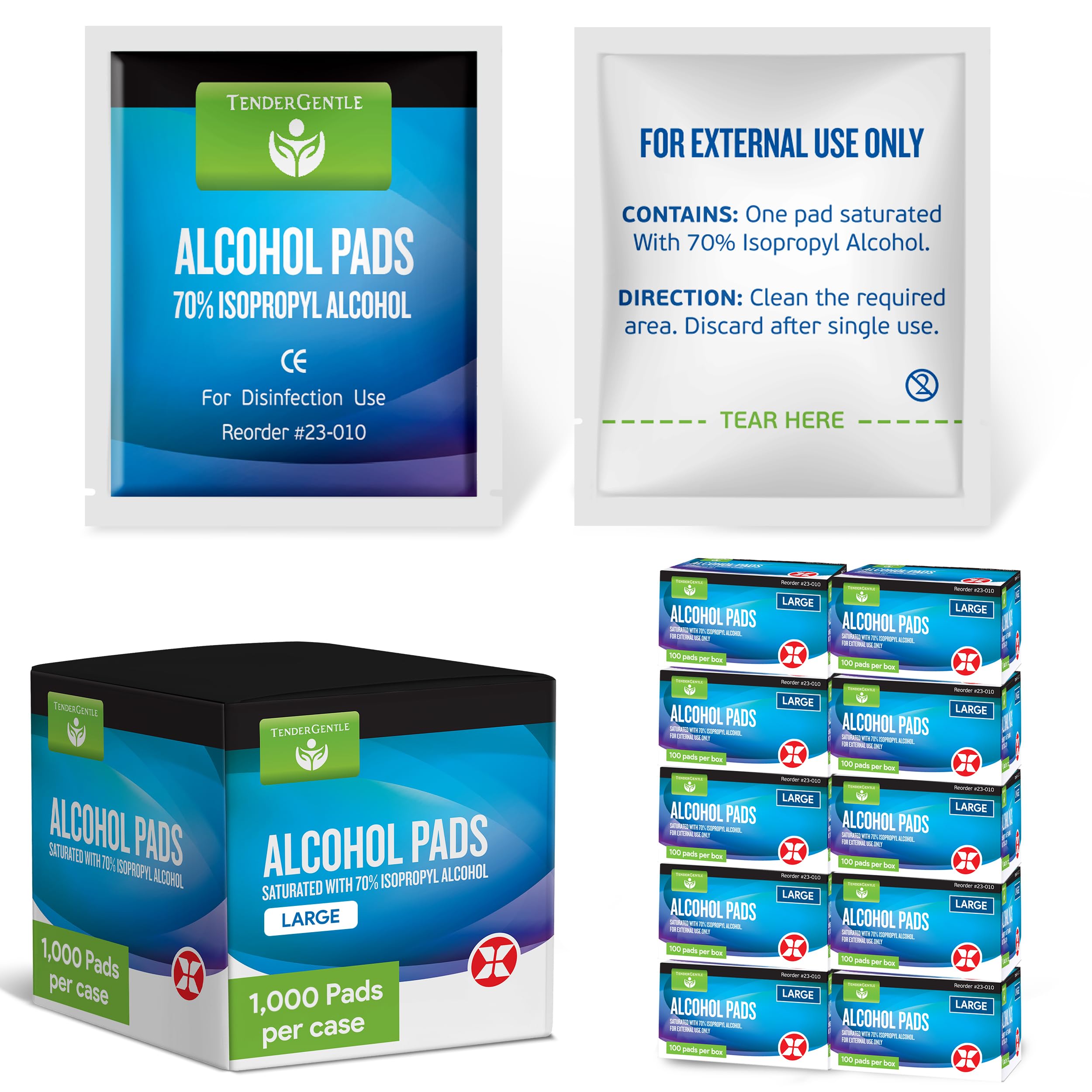 Large Alcohol Wipes Individually Wrapped - Case of 1000 Sterile Alcohol Prep Pads Saturated with 70% Isopropyl - for Home, First Aid Kits, and Medical Use