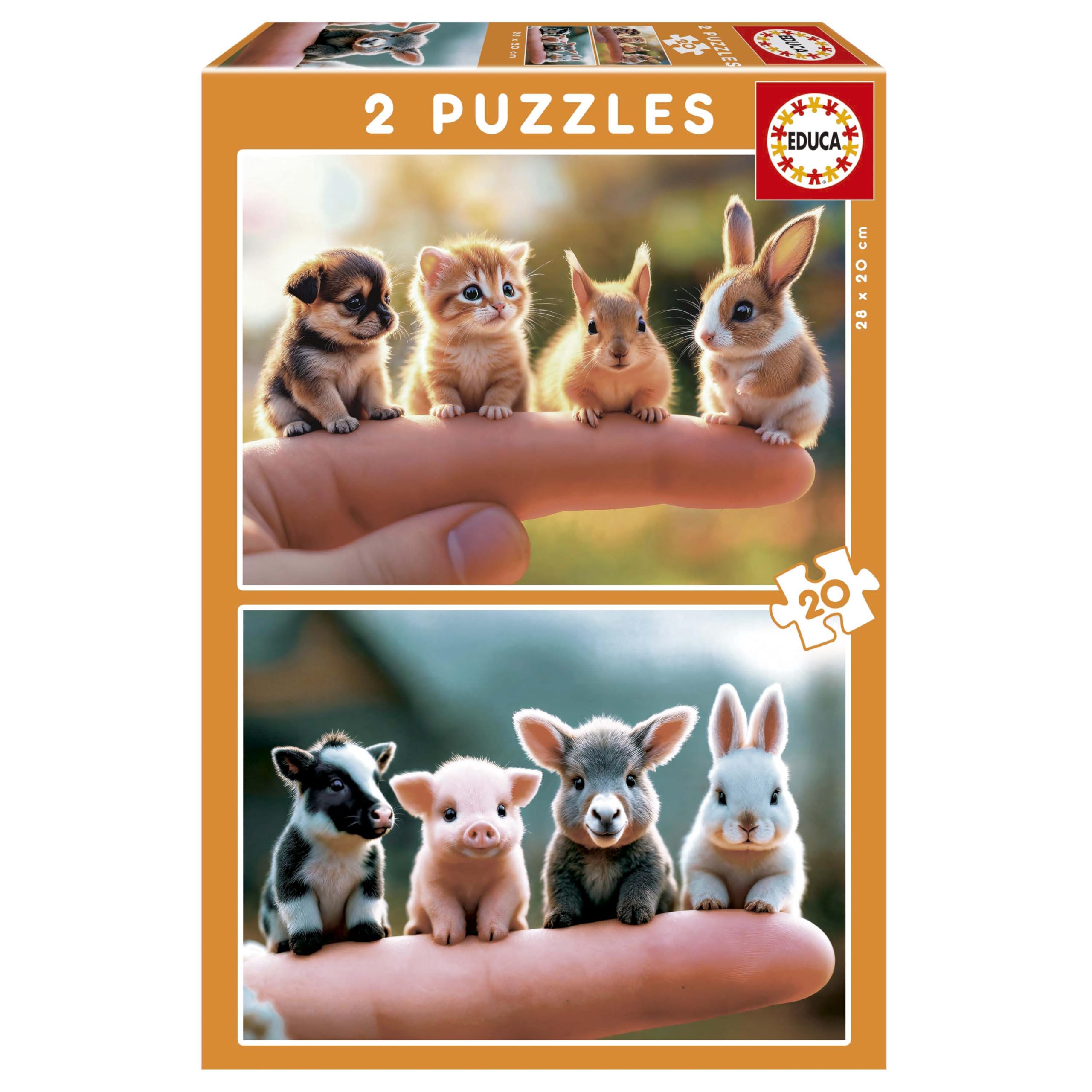 Educa - Kinderpuzzle Tierbabys | 2x20 Teile Puzzleset | Tierpuzzle Tierbabys Kinderpuzzle | ab 4 Jahren (20221)