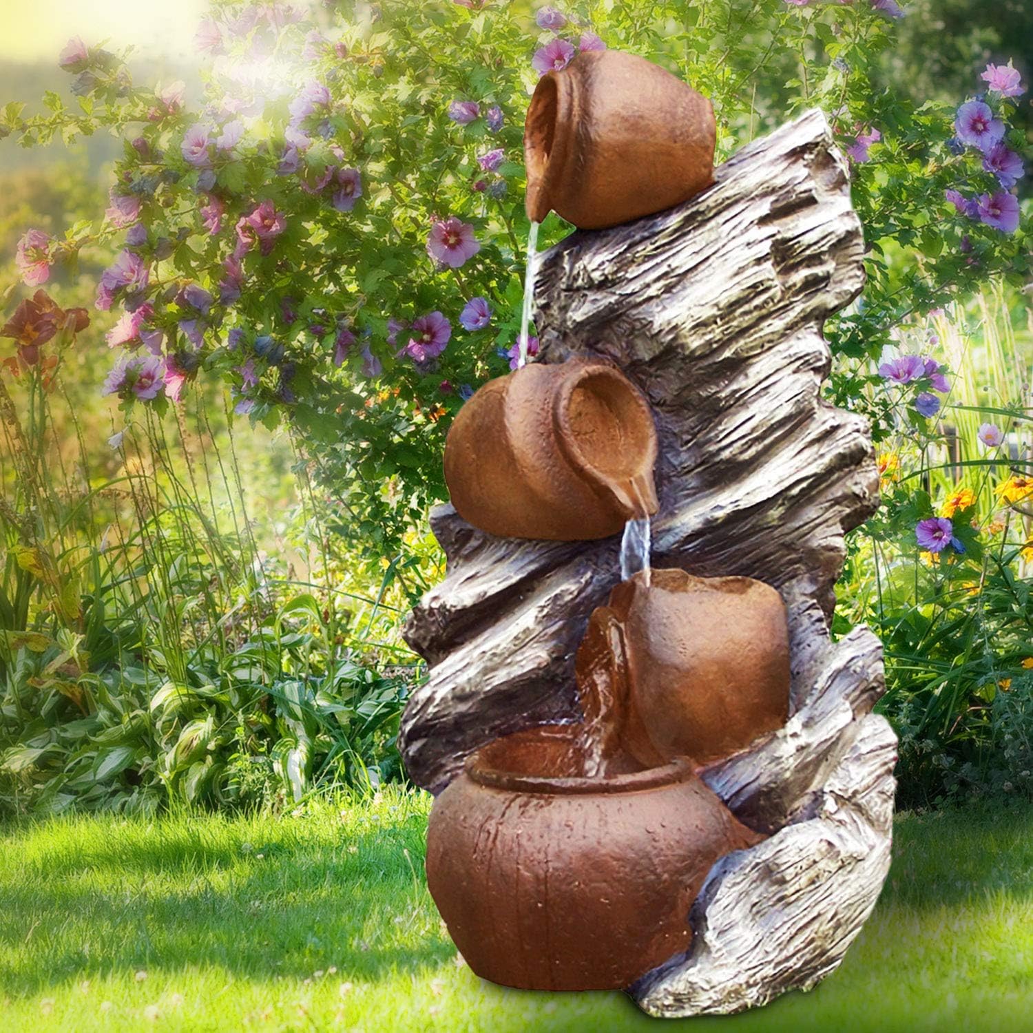 Gartenbrunnen Für Außen Gartenbrunnen Wandbrunnen Brunnen Zierbrunnen Zimmerbrunnen Springbrunnen Brunnen 230V Mit LED Terrassen Springbrunnen