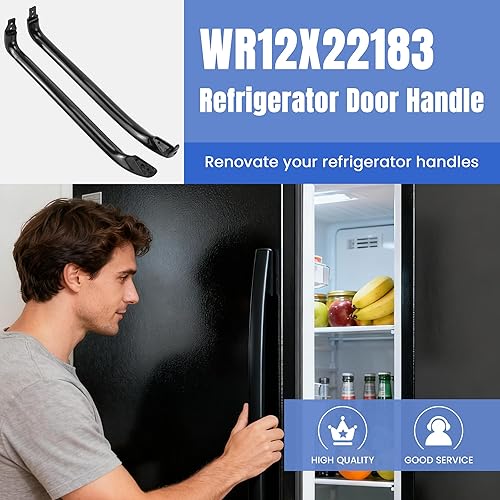 Miniatura 5 de AMI PARTS WR12X22183 Manija de puerta de refrigerador (negro) Sustituye WR12X11008 WR12X11009 WR12X20142 3290412 AP5948588 PS9494525 EAP9494525