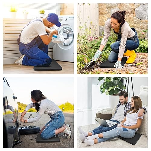 Miniatura 39 de HOOPLE Rodillera extra gruesa, cojín de espuma suave, rodilleras de jardinería impermeables, rodilleras ligeras para baño, suministros de Negro 0.7