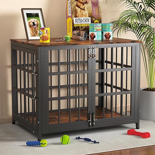 Mueble jaula para perros de servicio pesado, varios tamaños y colores opcionales, jaula indestructible para perros de alta ansiedad con mesa de